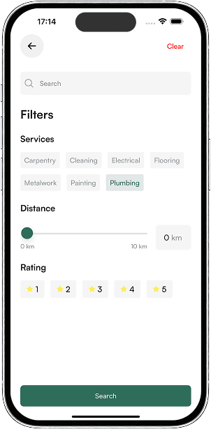 filters screen